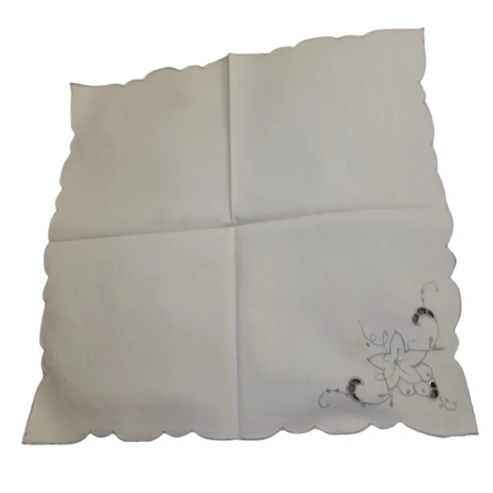 Vintage Embroidered Napkin Set Cream Floral Linen Cottagecore Table Linens